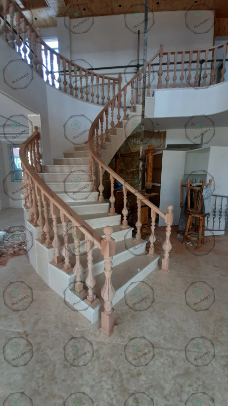 پایه نرده مدل توپی چوب روسی - راش